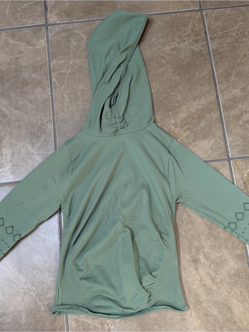 Free People Sage Green Long Sleeve Hooded Top